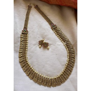 Antique Lakshmi Coin Flower Long Neckpiece