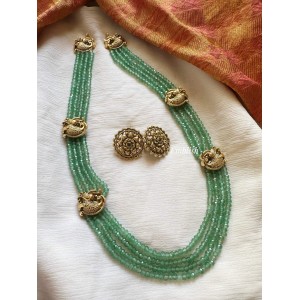 Antique Peacock Green Bead Layer Neckpiece