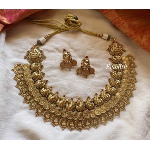 Grand Antique Peacock Double Lakshmi Coin Neckpiece