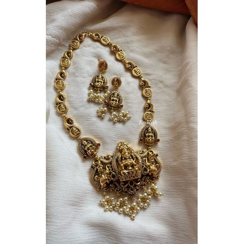 Gold alike Lakshmi with Double Haathi Lakshmi Coin Neckpiece 