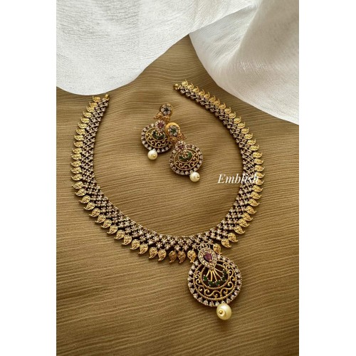 Fancy AD Stone  Mango Short Neckpiece