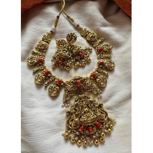 Coral gold alike Lakshmi Mahal with Annam Neckpiece