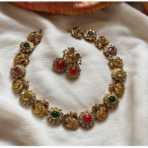 Fancy AD Flower Annam Multicolour Neckpiece