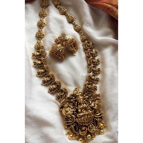 Antique Intricate Lakshmi with Double Peacock Neckpiece