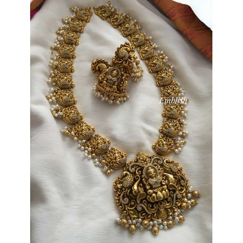 Antique lakshmi with Double Peacock Long Neckpiece 