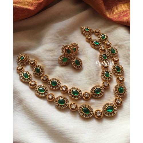 Double layer glam neckpiece-green 