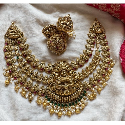 Gold alike Rice Pearls Triple Layer Nagas Neckpiece