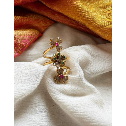 AD Butterfly Flower Finger Ring