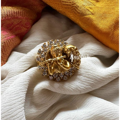 AD Krishna Peacock Finger Ring