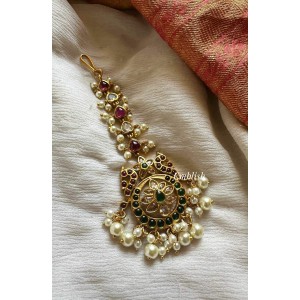 Kemp Flower Double Peacock Tikka - Pearl Beads