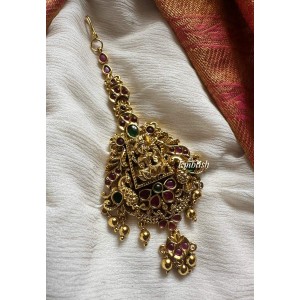 Kemp Lakshmi Peacock Intricate Tikka - Gold Beads