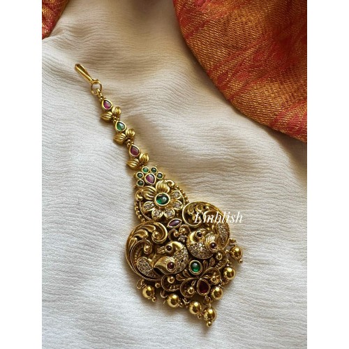 Kemp AD Peacock with Flower Tikka - Gold Beads