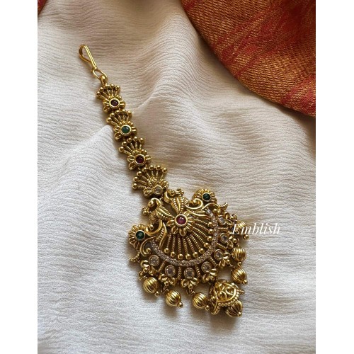 Kemp Peacock Intricate Tikka - Gold Beads