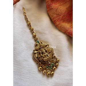 Gold alike Lakshmi with Peacock Tikka - Gold Beads