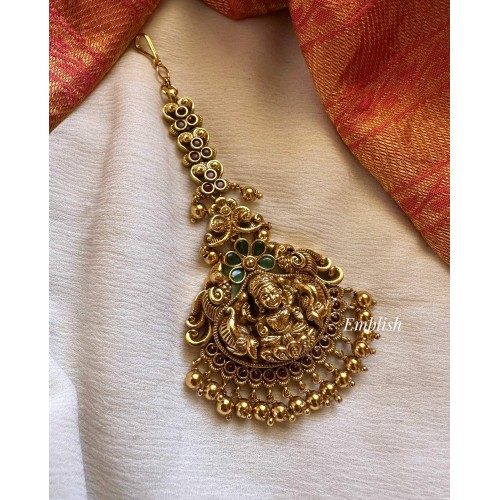 Gold alike Antique Lakshmi Haathi Tikka - Gold Beads