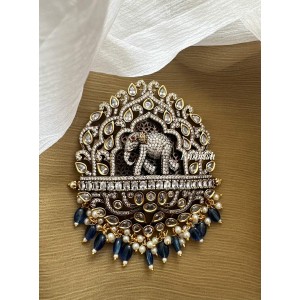 Victorian Haathi Mahal Hair Choti Come Clip - Blue Beads