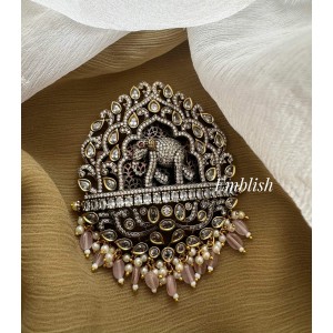 Victorian Haathi Mahal Hair Choti Come Clip - Pastel Pink Beads