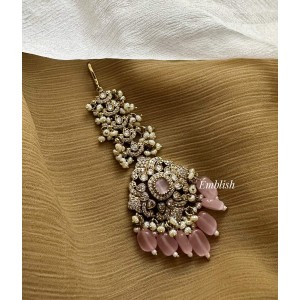 Victorian Flower Pearl Bead Tikka - Pastel Pink