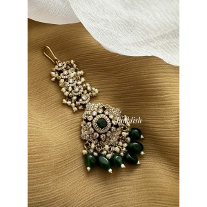 Victorian Flower Pearl Bead Tikka - Green