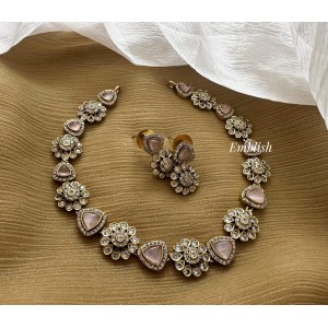 Miniature Victorian Flower Neckpiece - Pastel Pink