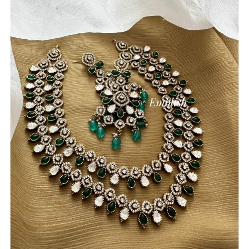 Royal victorian Tear Drop Double Layer Neckpiece - Green