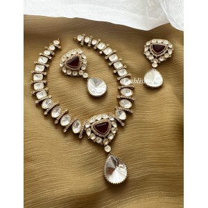 Royal Victorian Mosanite Stone Neckpiece - Maroon