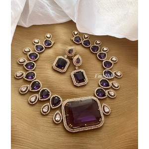 Victorian Double Tear Drop Neckpiece - Purple