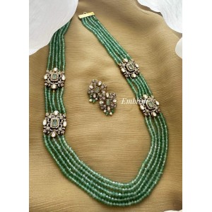 Victorian Royal Flower Pendant Pearl Layer Neckpiece - Green