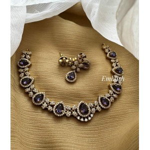 Victorian Thilak Elegant Short Neckpiece - Purple