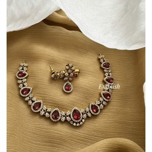 Victorian Thilak Elegant Short Neckpiece - Red