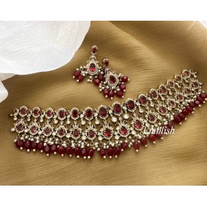 Grand Victorian Antique Double Peacock Choker - Red