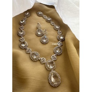 Grand Victorian Tear Drop Peacock Long Neckpiece - White