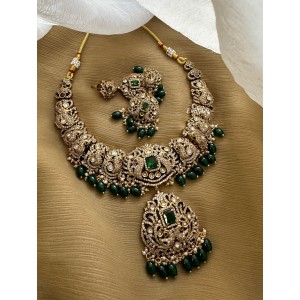 Royal Victorian double Peacock Short Neckpiece - Green