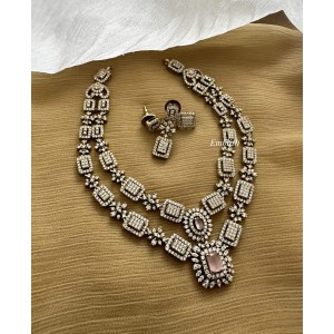 Royal Victorian Flower Square Double Layer Neckpiece - Pastel Pink