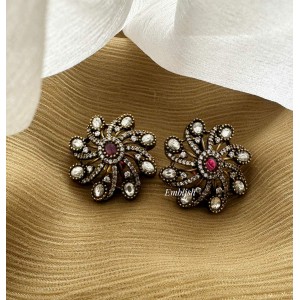 Victorian Flower Ruby Stud