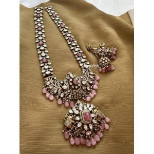 Grand Victorian pendant beads drop haram- Pastel pink 