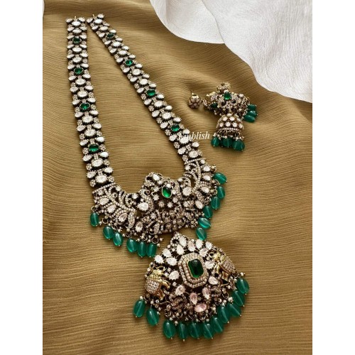 Grand Victorian pendant beads drop haram - Green 