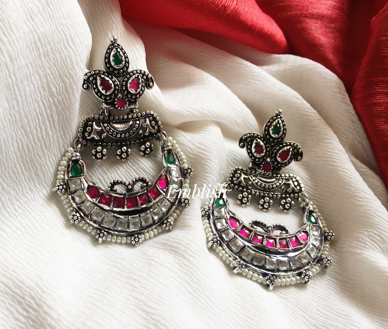 Oxidised Afghani Chandbali Earrings | FashionCrab.com