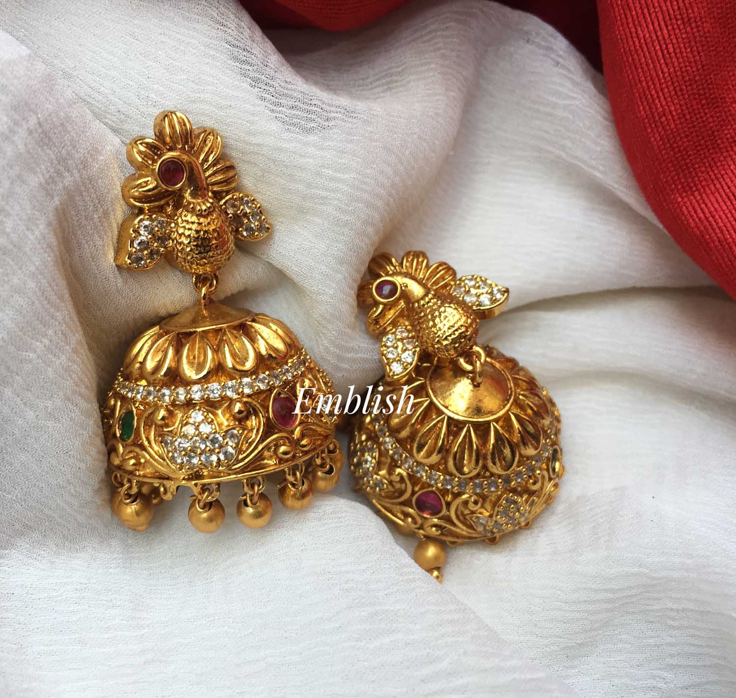 Silver Gold Plated Lotus Small Jhumki Earrings