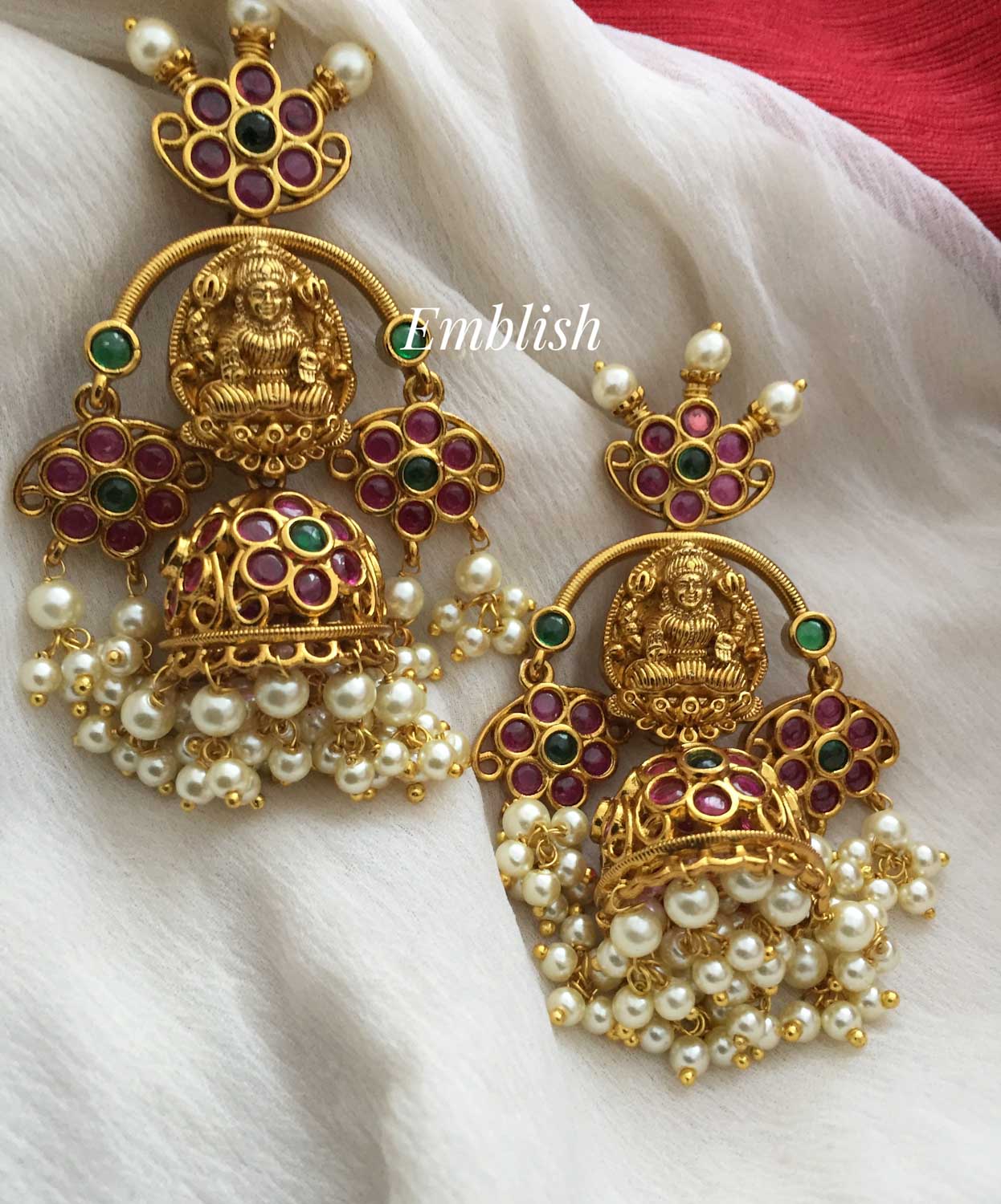 Lakshmi curve Multiple kemp grand jhumka