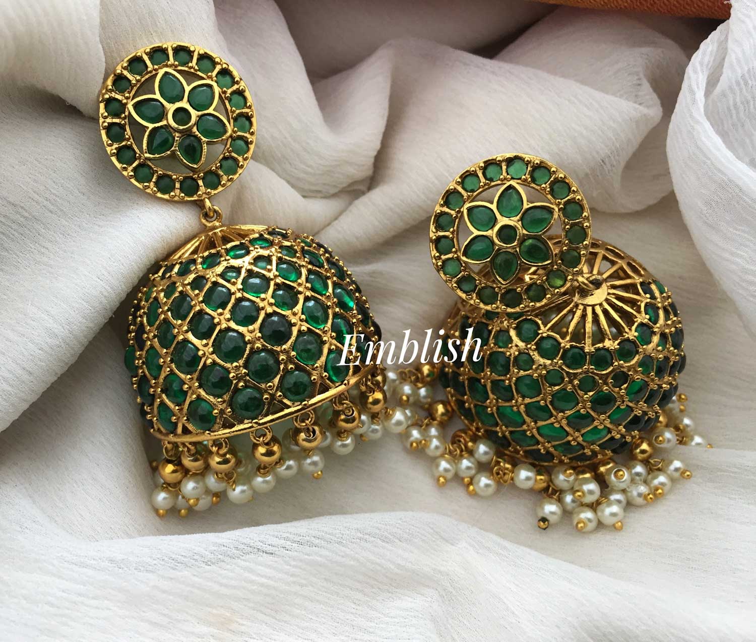 green stone jhumka