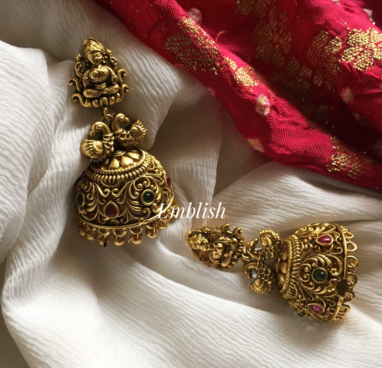 Majestic Gold Tone Peacock Jhumkas – Bling Box